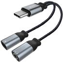 XO Audio adapter Type-c to Type-c + Jack 3.5mm XO NBR160B Bluetooth transfer function (black)