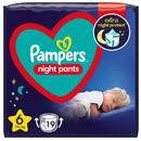 PAMPERS Pampers Night Pants diapers 15kg+, size 6-EXLARGE, 19pcs