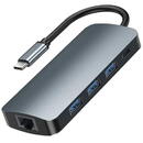 USB-C 9in1 Hub Retor Series 3x USB 3.0, USB-C, RJ45, HDMI, 3.5 mm, SD/TF (gray)