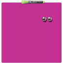 Tabla NOBO patrata, plastic, 36x36 cm, magnetica, include marker si magneti, roz
