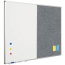 Tabla combi (whiteboard / textil Camira gri inchis ) 90 x 120 cm, profil aluminiu SL, SMIT