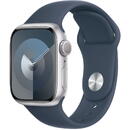 Apple Watch Series 9 GPS 45mm Silver Aluminium Case with Sport Band S/M Storm Blue