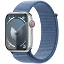 Apple Watch Series 9 GPS + Cellular 45mm Silver Aluminium Case with Sport Loop Winter Blue