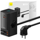 Baseus Power Combo, USB/USB-C, 2 prize, 65W, Lungime cablu 1.5m, Negru