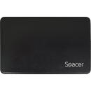 Spacer RACK extern SPACER, pt HDD/SSD, 2.5 inch, S-ATA, interfata PC USB 3.0, Husa piele sintetitca, plastic, negru, "SPR-25612" 45506249 (timbru verde 0.8 lei)