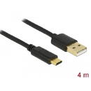 Delock USB 2.0 tip A, USB Type-C 2.0, 4 m, Negru