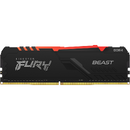 Kingston Memorie Fury Beast RGB Intel XMP 2.0, 8GB, DDR4-3733, CL19, Negru
