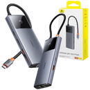 Baseus Metal Gleam 2 Series USB-C to 2xUSB 3.0 +USB-C + HDMI + USB-C PD + Ethernet RJ45 Gri