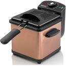 Bestron mini deep fryer AF100CO with cold zone technology (copper/black, 1,000 watts, 1.2 L)