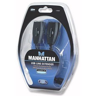 Cablu prelungitor USB Manhattan prin cablu retea RJ45, Negru
