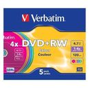 Verbatim DVD+RW Verbatim 4.7GB 4x Color, Carcasa Slim/5 Bucati