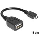 Delock Delock Cablu USB micro-B tata la USB 2.0-A mama OTG flexibil 18 cm