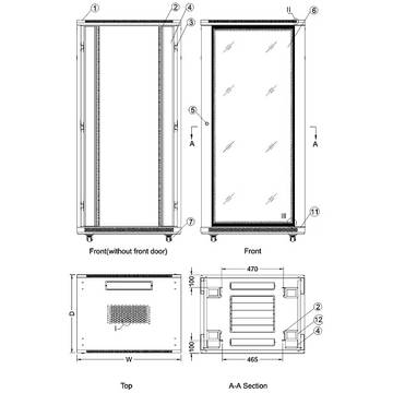 Cabinet metalic rack Xcab-42U80100S