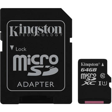Card memorie Kingston 64GB microSDXC Class 10 UHS-I 45MB/s Read