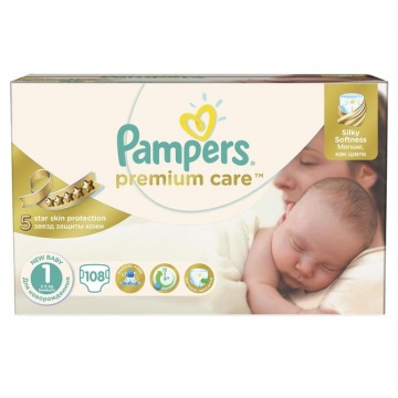 PAMPERS Scutece Premium Care 1 New Baby Jumbo Pack, 108 bucati