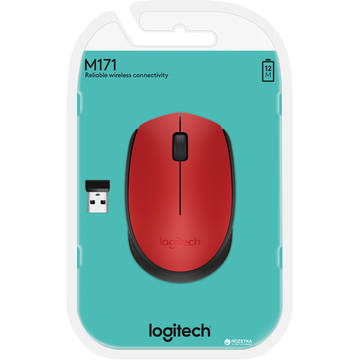 Mouse Logitech m171, optic, fara fir, USB, 1000dpi, rosu