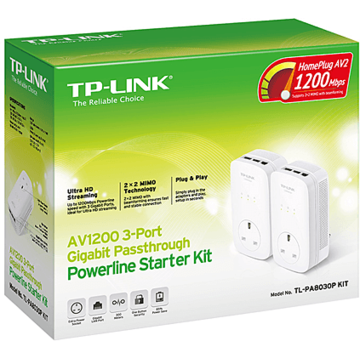 TP-LINK Kit Adaptor Powerline AV1200, priza AC, 3x Gigabit, TL-PA8030PKIT