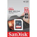 SanDisk SDHC SDSDUNB-064G-GN3IN, SanDisk Ultra, 64GB, CL10, UHS1, Up to 48MBs