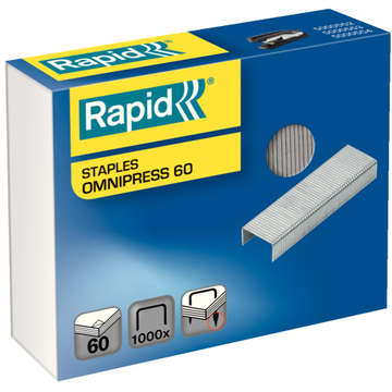 Capse Rapid, 1000 buc/cutie, pentru capsator Rapid Omnipress 60 coli