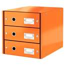 Leitz Suport cu 3 sertare, din carton laminat, LEITZ Click & Store - portocaliu