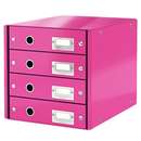 Leitz Suport cu 4 sertare, din carton laminat, LEITZ Click & Store - roz