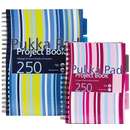 Pukka Pad Project Book A4, 125 file 80g/mp, cu spirala dubla, coperti carton rigid, PUKKA Stripes - dictando