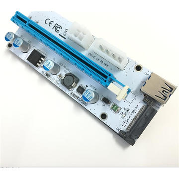 Wazney Riser 008S in 1  4 pin 6 pin SATA Molex Power Supply pci-E PCI 1x to 16x express riser card with LED light for antminer bitcoin miner