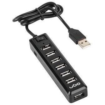 Natec UGO USB HUB 7-Port USB 2.0, active, on/off, black