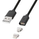 Cablu USB Magnetic microUSB/Lighting 1m Negru