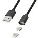 Kruger Matz Cablu USB Magnetic microUSB/Lighting 1m Negru