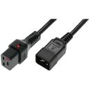 Power Cable, Male C20, H05VV 3 X 1.5mm2 to C19 IEC LOCK, 1m black