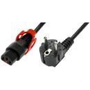 Power Cable, R/A Schuko plug, H05VV-F 3 X 1.00mm2 to C13 IEC LOCK  2m black