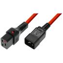 Power Cable, Male C20, H05VV 3 X 1.5mm2 to C19 IEC LOCK 2m red