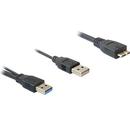 Delock cable USB 3.0-AM -> USB 3.0-micro BM+ USB 2.0-AM, 20 cm, black