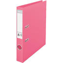 Biblioraft ESSELTE No. 1 Power, A4, plastifiat PP/PP, margine metalica, 50 mm - roz