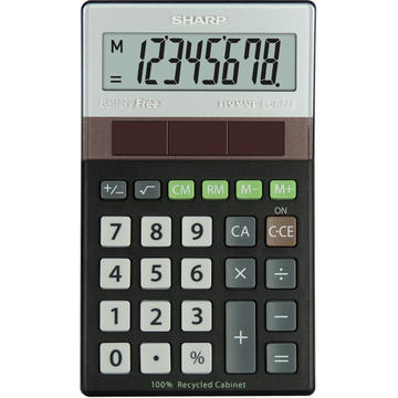 Calculator de birou SHARP COMPUTERS Calculator de buzunar, 8 digits, 117 x 70 x 21 mm, dual power, SHARP EL-R277BBK - gri/negru