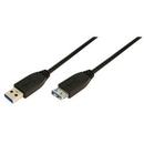 LogiLink LOGILINK - Cablu USB 3.0 Tip-A Male pentru Tip-A Female 3m, negru