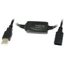 LogiLink LOGILINK - Cablu Active Repeater USB 2.0 cu amplificator activ de semnal, 10m