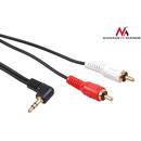 MACLEAN Cablu audio cu unul dintre conectori inclinat la 90° ,  MCTV/827 jack / 2 RCA 10m , negru