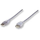 Manhattan Manhattan cablu prelungitor Hi-Speed USB A-A M/F 4,5m argintiu translucid