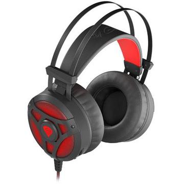 Casti Natec GENESIS Gaming headset NEON 360 Stereo Backlight Vibration black-red