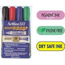 Artline Marker pentru tabla de scris ARTLINE 517 - Dry safe ink, varf rotund 2.0mm, 4 culori/set