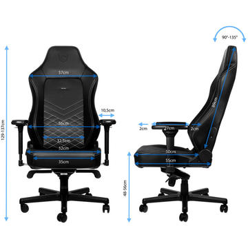 Scaun gaming NobleChairs HERO Black/ Platinum White