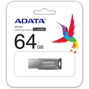 Memorie USB Adata 64GB USB 2.0 UV250 SILVER