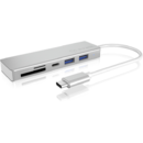 IcyBox 3x Port USB 3.0 (2x Type-C and 1x Type-A) Hub, USB Type-C, card reader