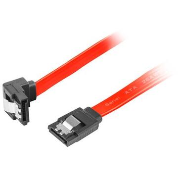 Lanberg cable SATA DATA II (3GB/S) F/F 50cm; METAL CLIPS ANGLED RED