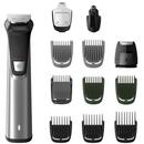 Philips 12 in 1  Multigroom MG7735/15, 12 instrumente, tehnologie DualCut, Perie Curatare, Husa depozitare, Acumulator, Argintiu/Negru