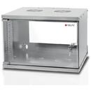 TechlyPro Wallmount cabinet ECO 19'' 6U/450 mm glass door assembled grey
