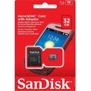 SanDisk microSDHC 32GB Clasa 4 + Adaptor