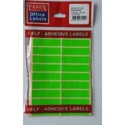 Etichete autoadezive color, 13 x 50 mm, 200 buc/set, Tanex - verde fluorescent